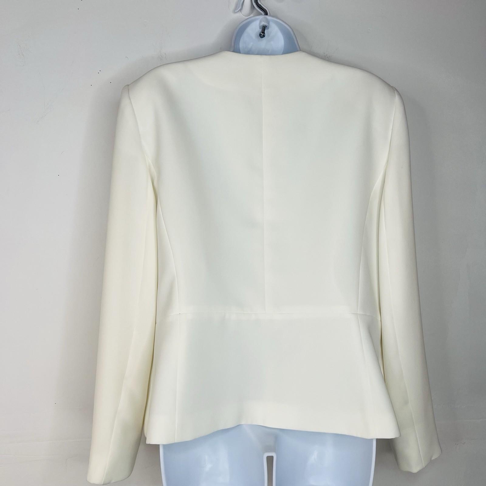 Tahari ASL & Kasper Pant Suit Size 16 Off White Black Collarless Professional