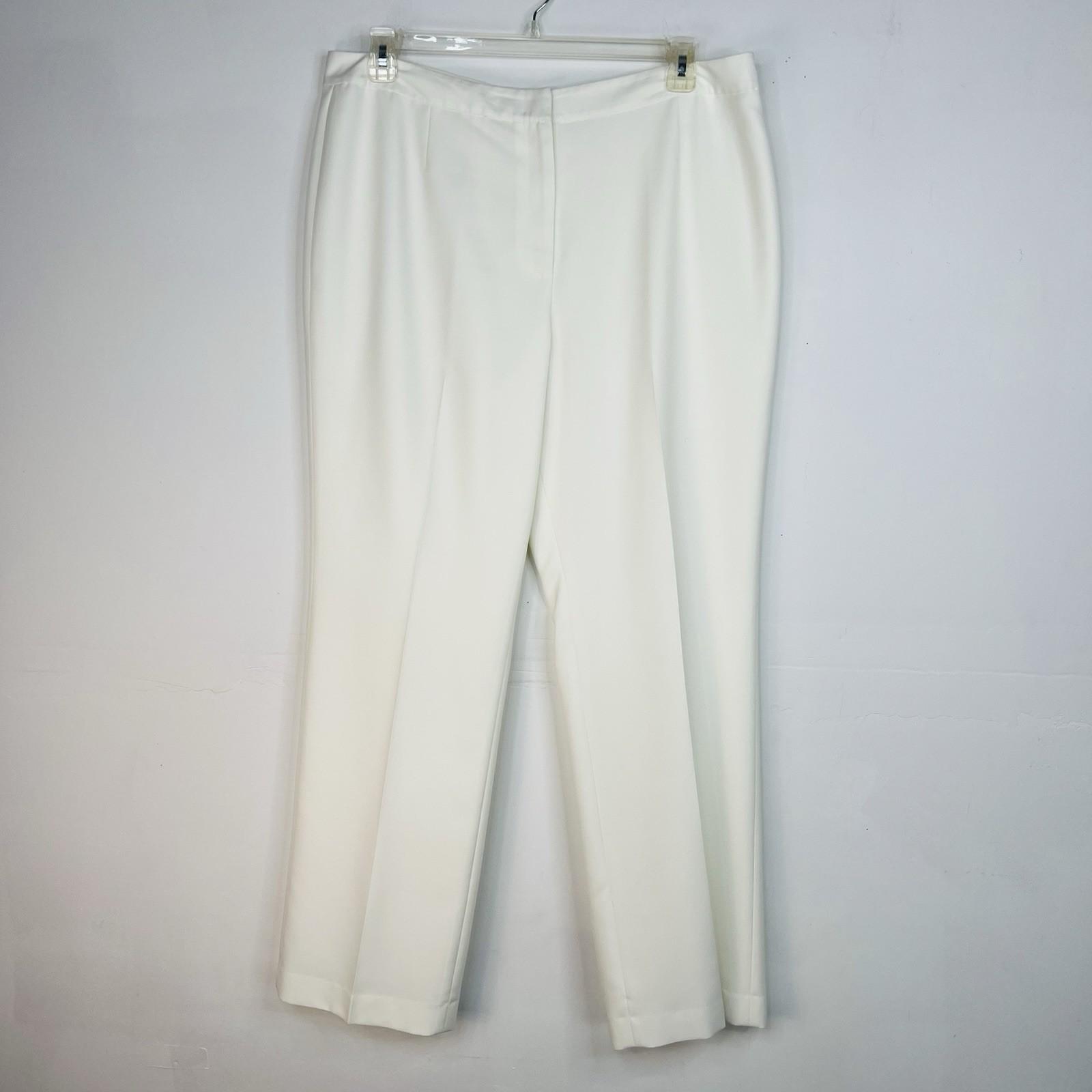Tahari ASL & Kasper Pant Suit Size 16 Off White Black Collarless Professional