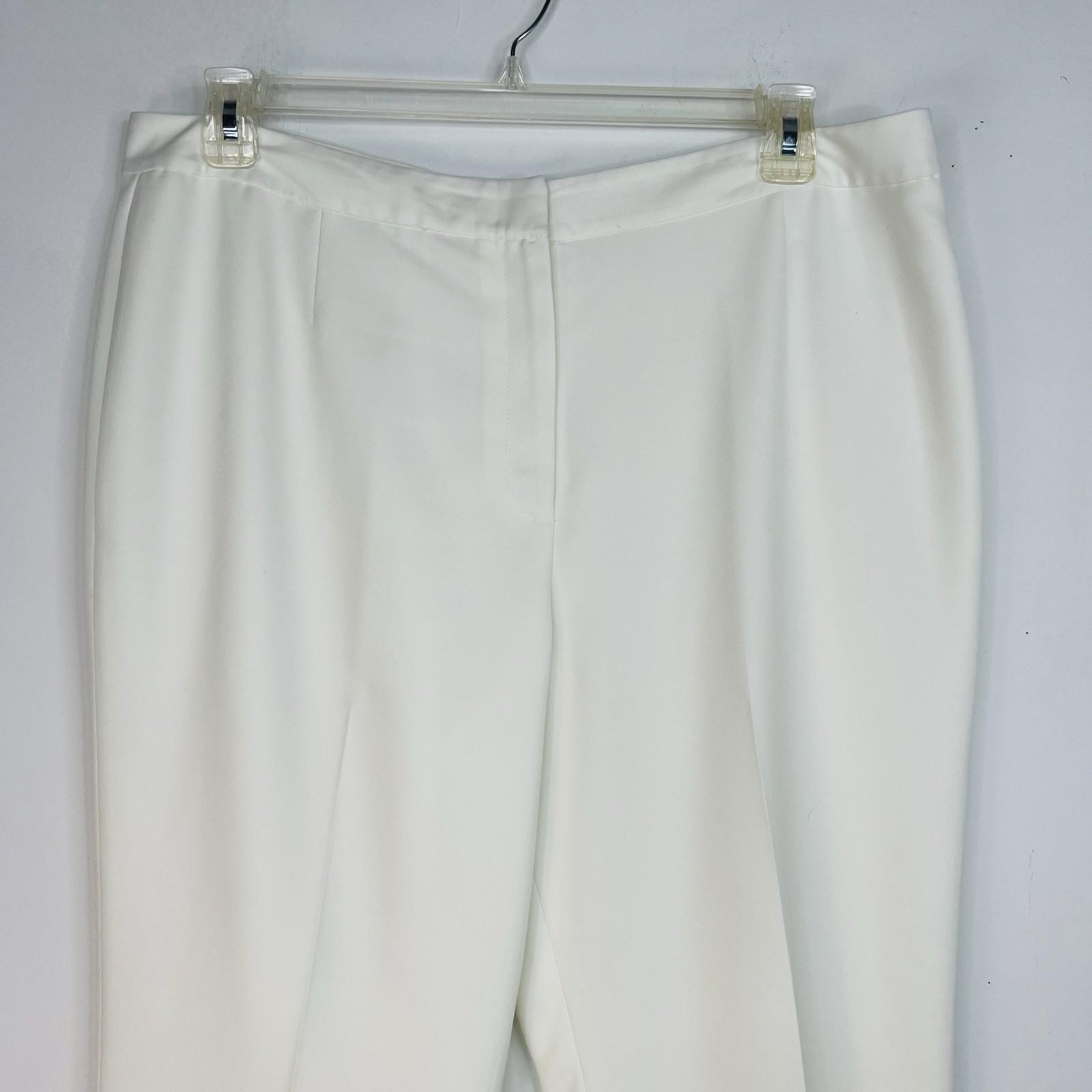 Tahari ASL & Kasper Pant Suit Size 16 Off White Black Collarless Professional