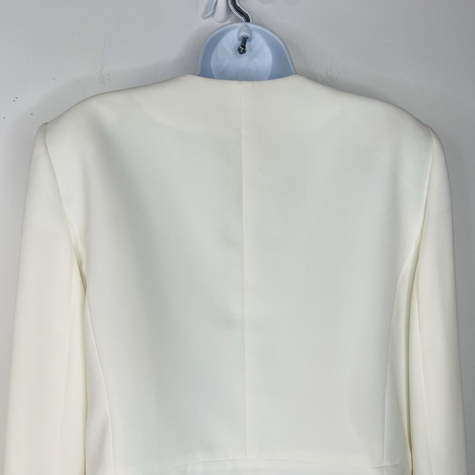 Tahari ASL & Kasper Pant Suit Size 16 Off White Black Collarless Professional