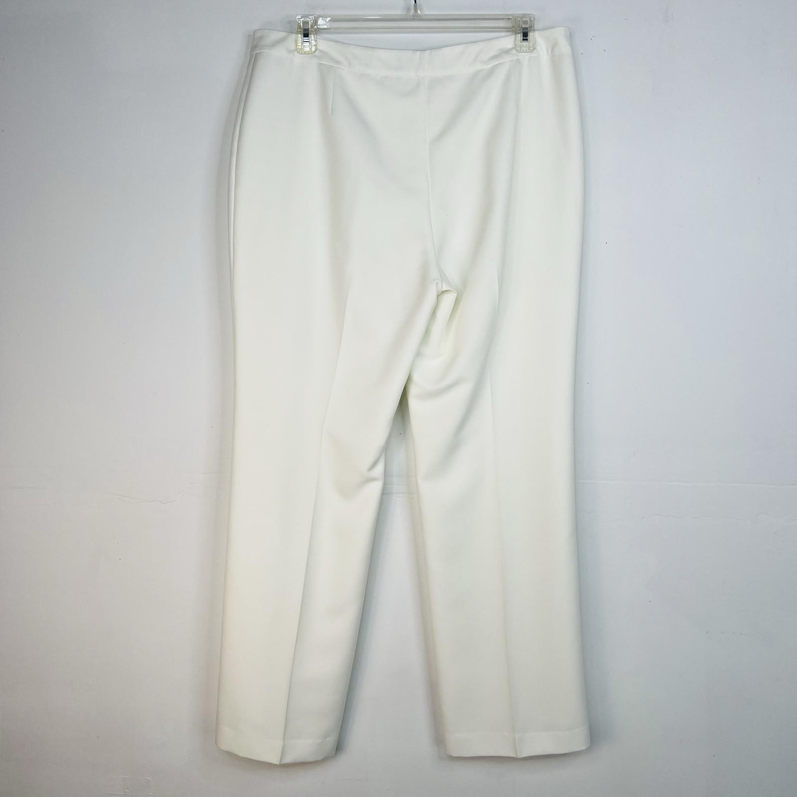 Tahari ASL & Kasper Pant Suit Size 16 Off White Black Collarless Professional