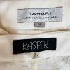 Tahari ASL & Kasper Pant Suit Size 16 Off White Black Collarless Professional