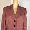 Le Suit Polyester Metallic Blazer Suit Size 12 Burgundy Notch Collar Lined New