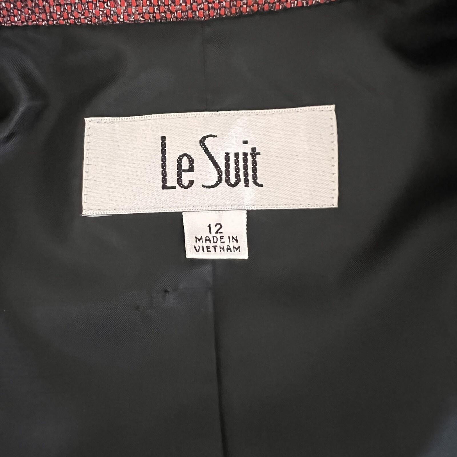 Le Suit Polyester Metallic Blazer Suit Size 12 Burgundy Notch Collar Lined New