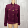 JONES NEW YORK Burgundy Cotton Stretch Velour Stand Up Collar Jacket Size M