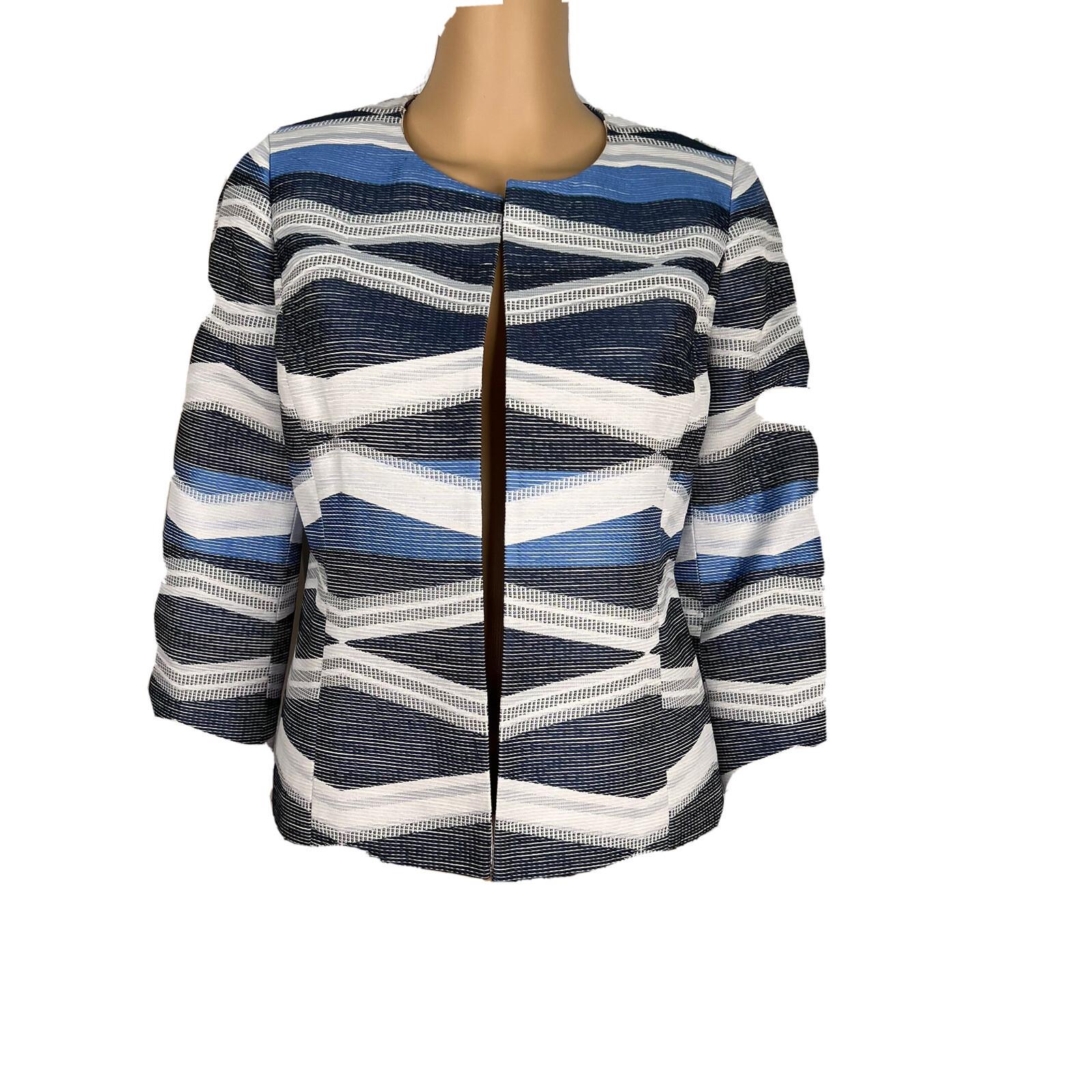 KASPER Women Multicolor Polyester Viscose Cotton Lined Open Front Blazer Size 4P