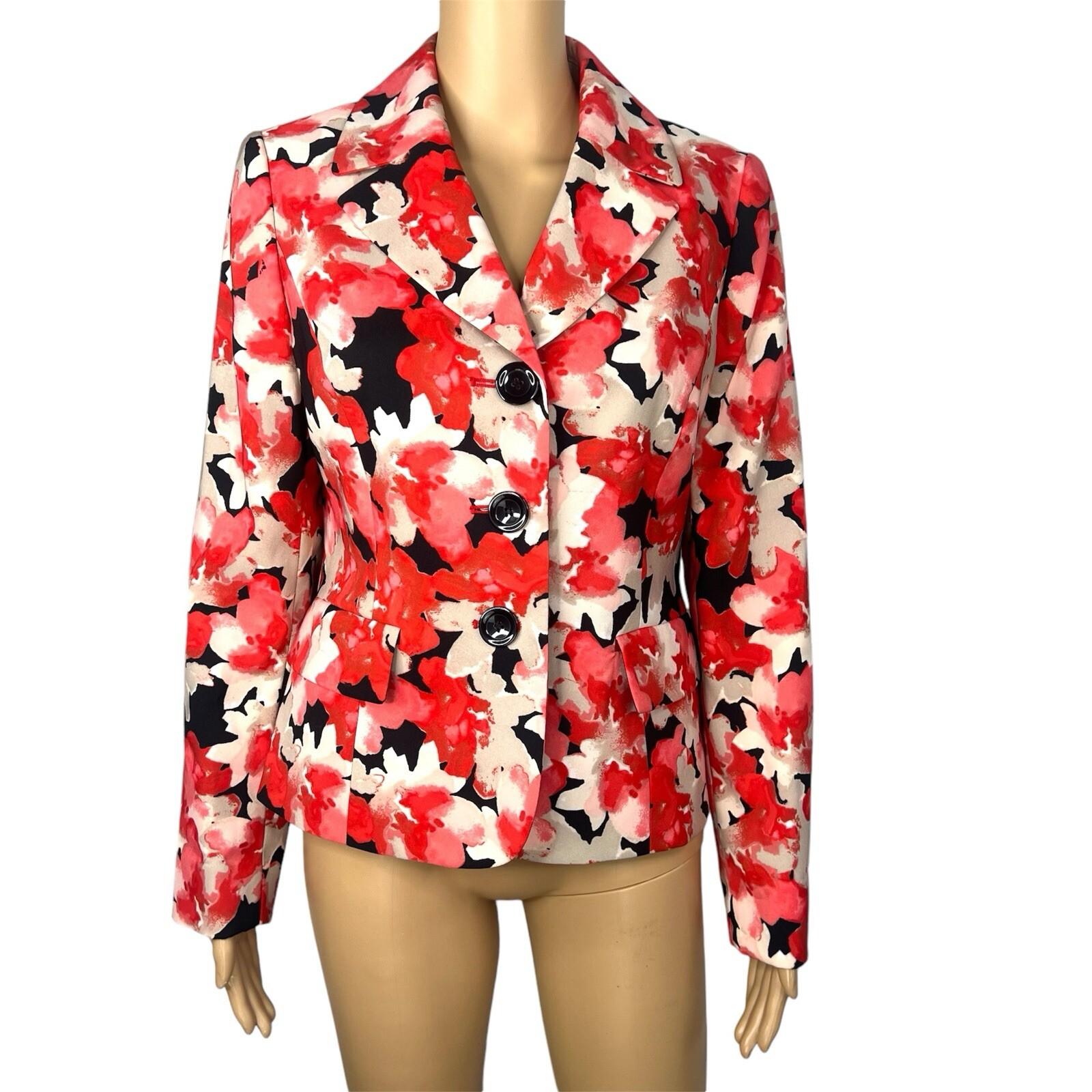 Le Suit Women Polyester Stretch Blazer Size 4 Floral Lined Notch Collar Cocktail