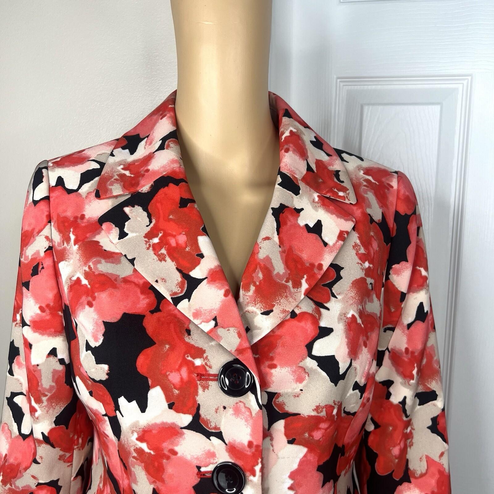 Le Suit Women Polyester Stretch Blazer Size 4 Floral Lined Notch Collar Cocktail
