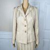 Le Suit Women Polyester Skirt Suit Size 8 Gold Lined Peak Collar Cocktail 2PC