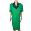 Kasper ASL Vtg Polyester Viscose Blend Skirt Suit Size 16 Green Short Sleeve 2PC