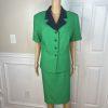 Kasper ASL Vtg Polyester Viscose Blend Skirt Suit Size 16 Green Short Sleeve 2PC