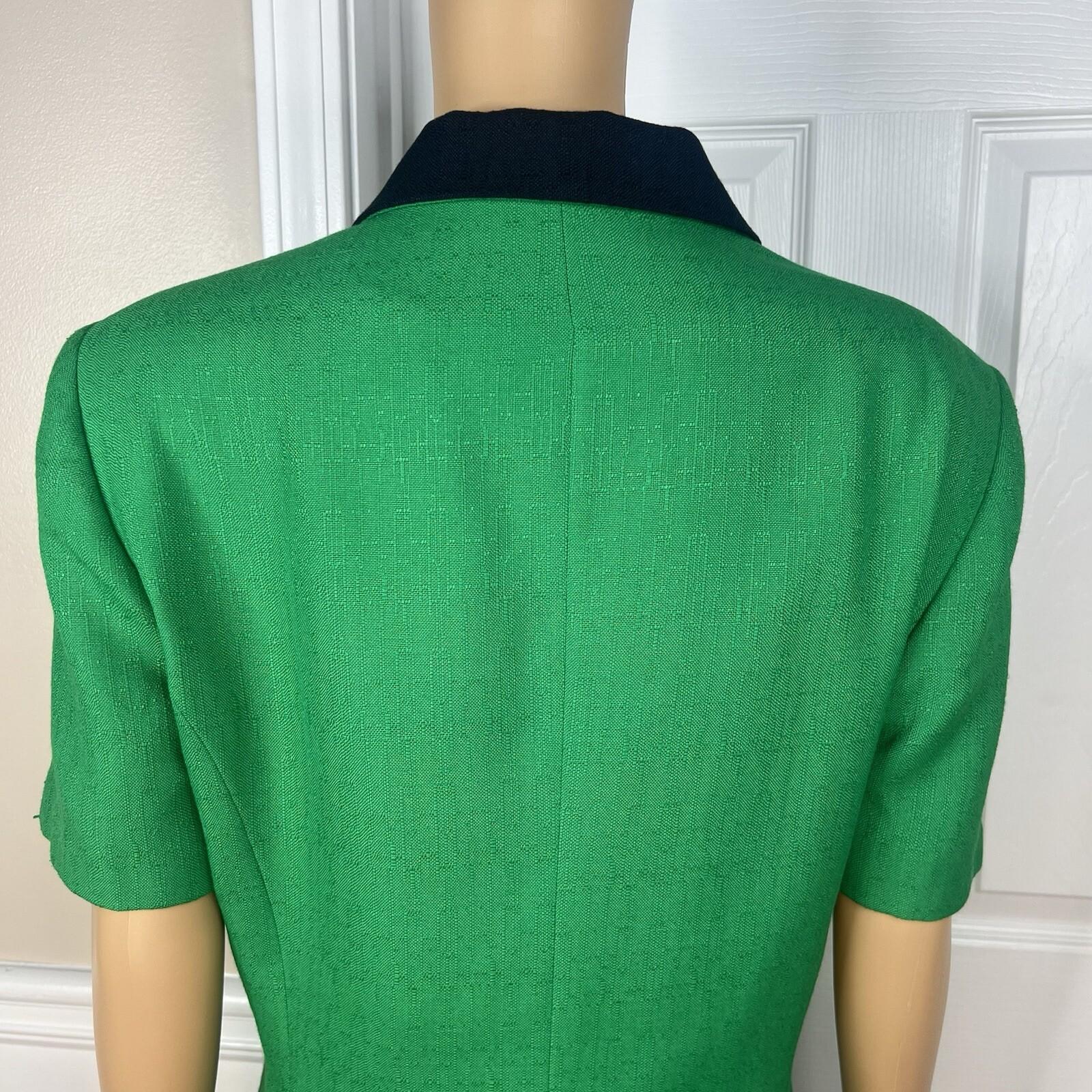 Kasper ASL Vtg Polyester Viscose Blend Skirt Suit Size 16 Green Short Sleeve 2PC
