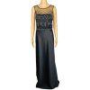 Mikael Aghal Black Lace Polyester Stretch Gown Dress 10 Beaded Maxi Evening