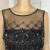 Mikael Aghal Black Lace Polyester Stretch Gown Dress 10 Beaded Maxi Evening