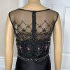Mikael Aghal Black Lace Polyester Stretch Gown Dress 10 Beaded Maxi Evening