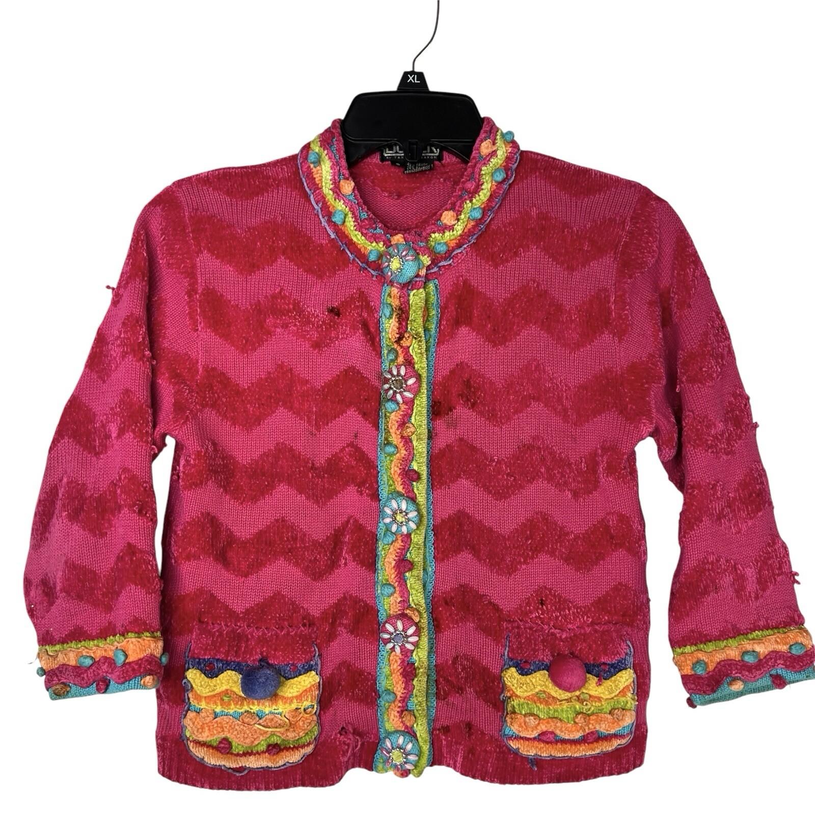 Vtg The Collective Works of Berek 2 The Takako Sakon Knit Beaded Cardigan Size 8