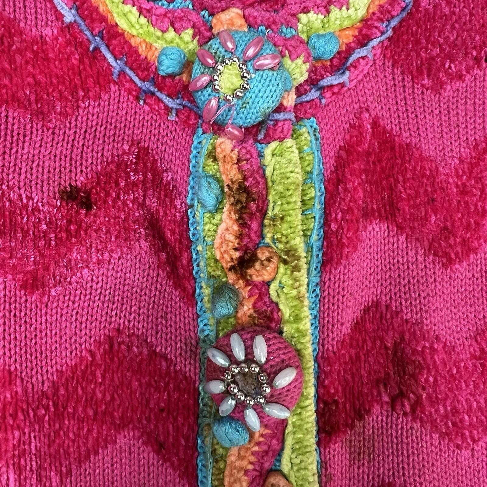 Vtg The Collective Works of Berek 2 The Takako Sakon Knit Beaded Cardigan Size 8