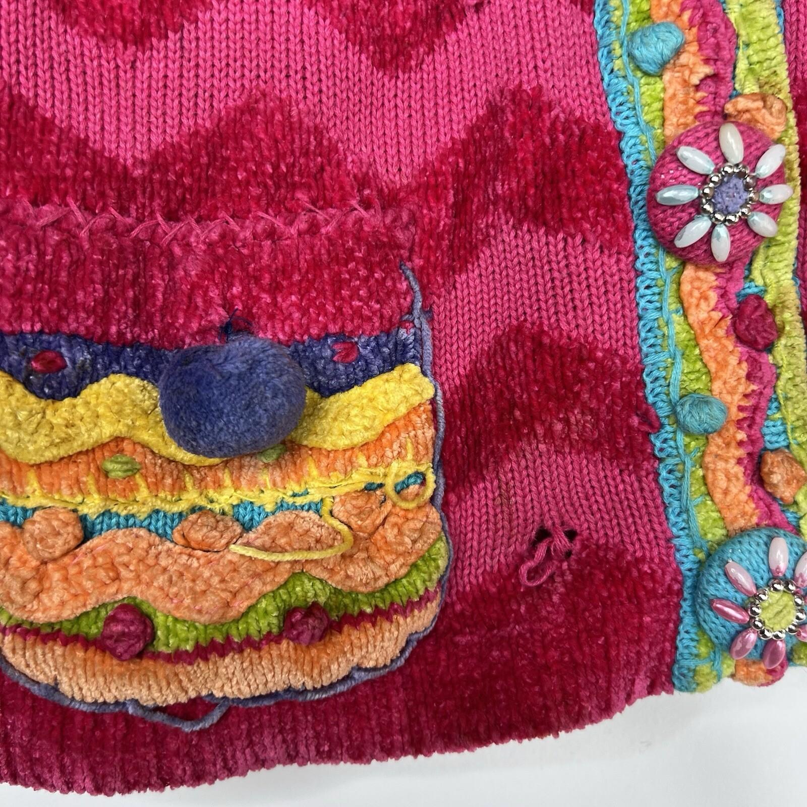 Vtg The Collective Works of Berek 2 The Takako Sakon Knit Beaded Cardigan Size 8