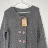 Juicy Couture Wool Blend Twist Cable Knit Cardigan M Double Breasted 3/4 Sleeve