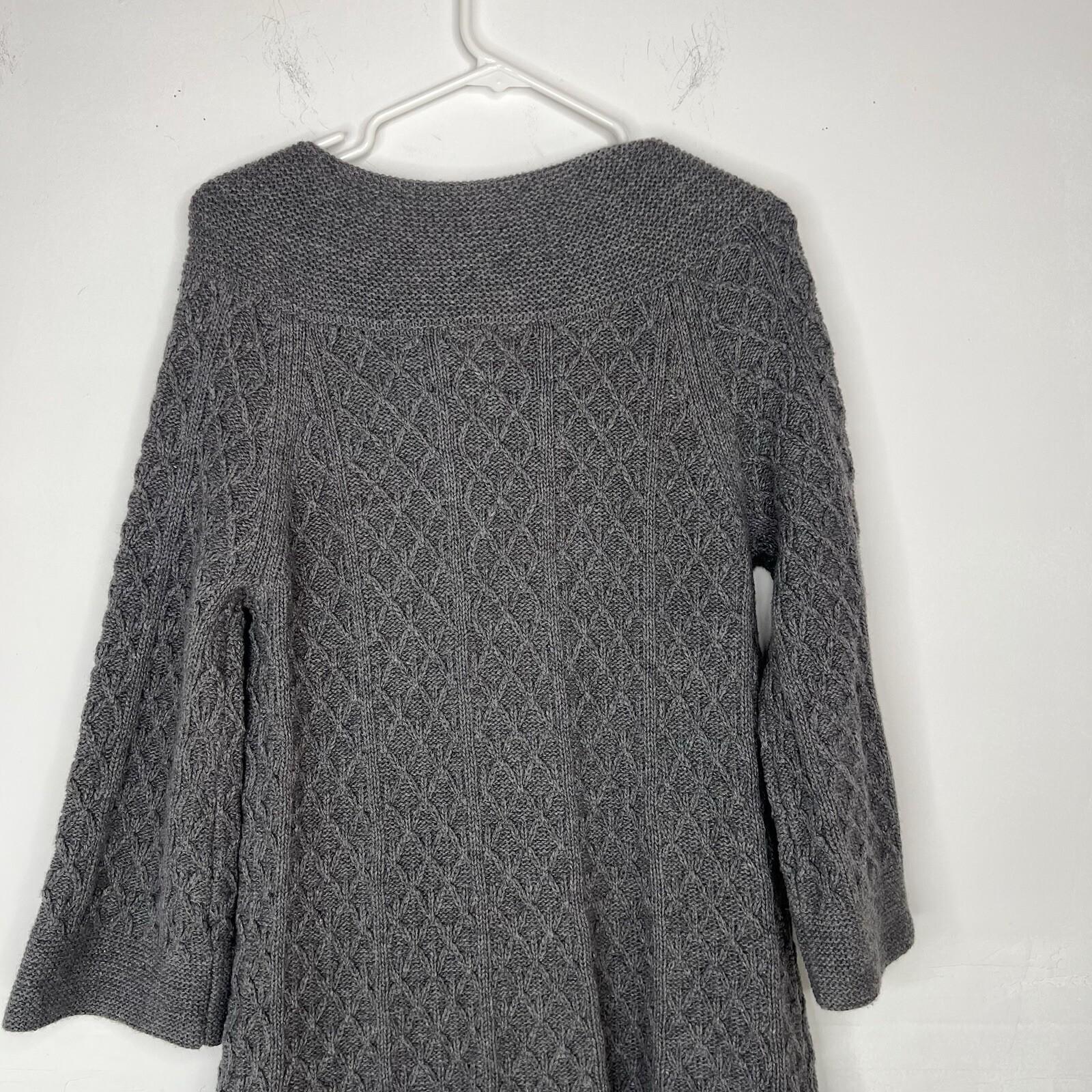 Juicy Couture Wool Blend Twist Cable Knit Cardigan M Double Breasted 3/4 Sleeve