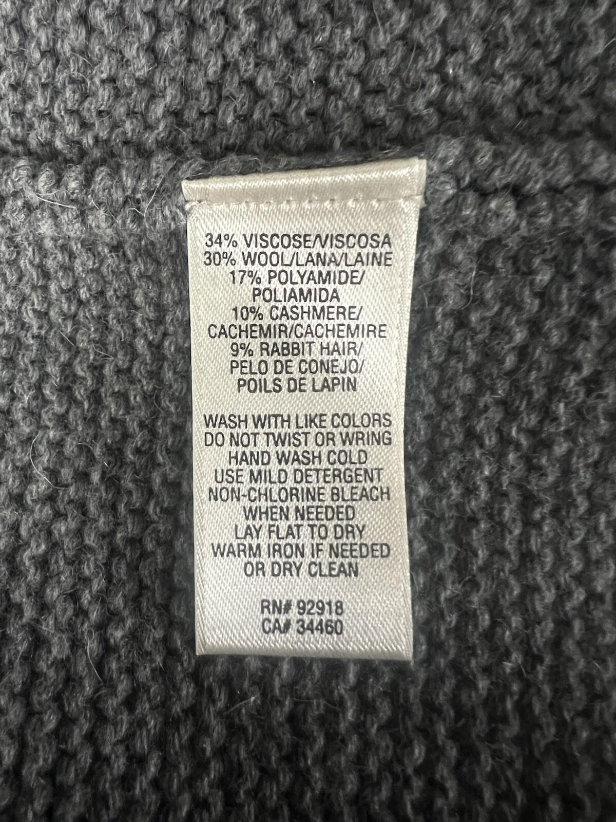 Juicy Couture Wool Blend Twist Cable Knit Cardigan M Double Breasted 3/4 Sleeve