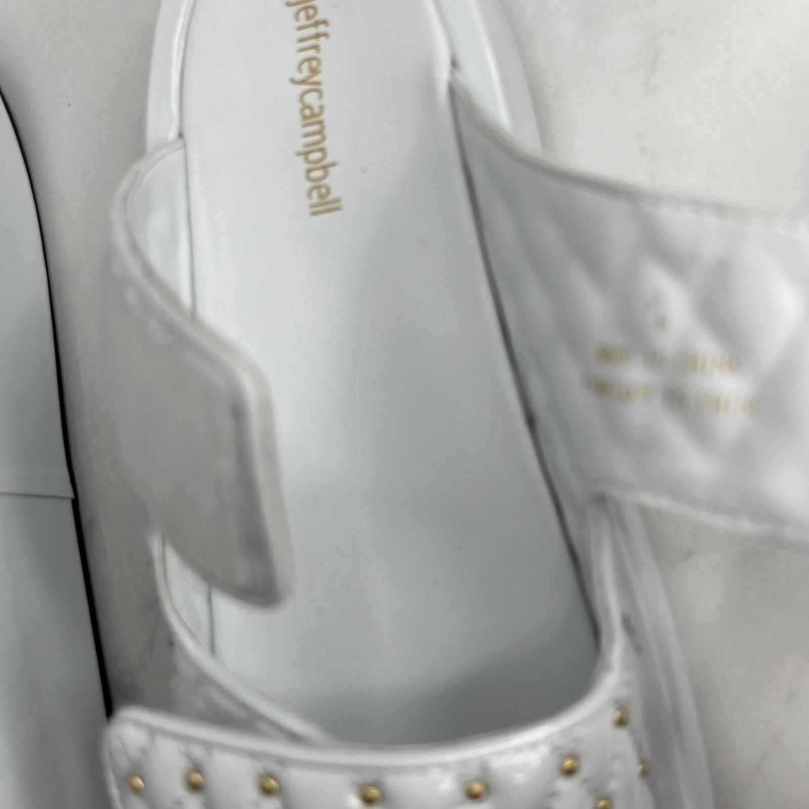 New Jeffrey Campbell White Patent Leather Studded Platform Strap Sandal Shoes 8