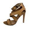Badgley Mishka Mark &James Leather Gold Studded Ankle Strap Open Toes Shoes 9.5M