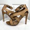 Badgley Mishka Mark &James Leather Gold Studded Ankle Strap Open Toes Shoes 9.5M
