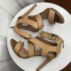 Badgley Mishka Mark &James Leather Gold Studded Ankle Strap Open Toes Shoes 9.5M