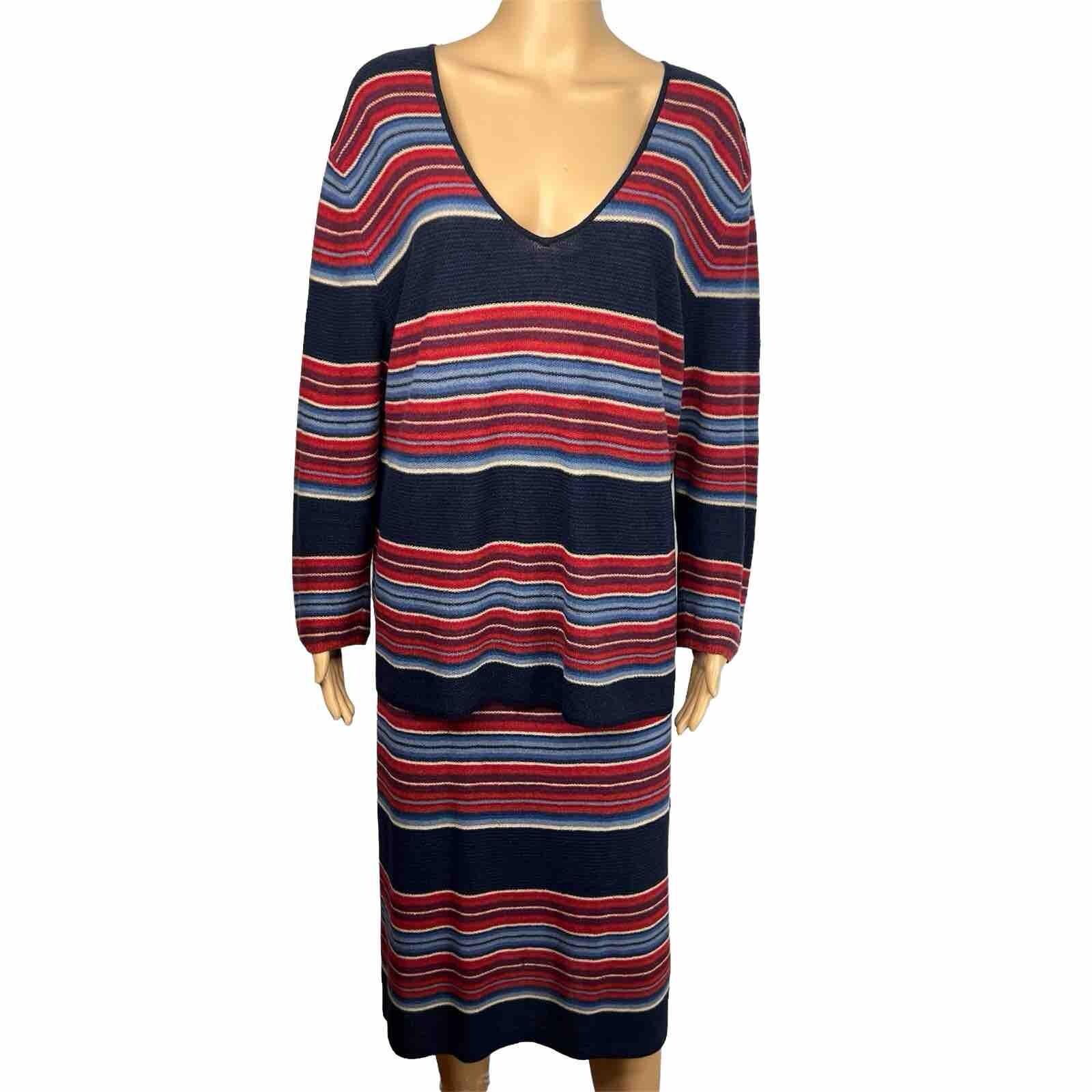 Lauren Ralph L Knit Skirt Sweater Top XL Indian Blanket Stripe Southwestern Set
