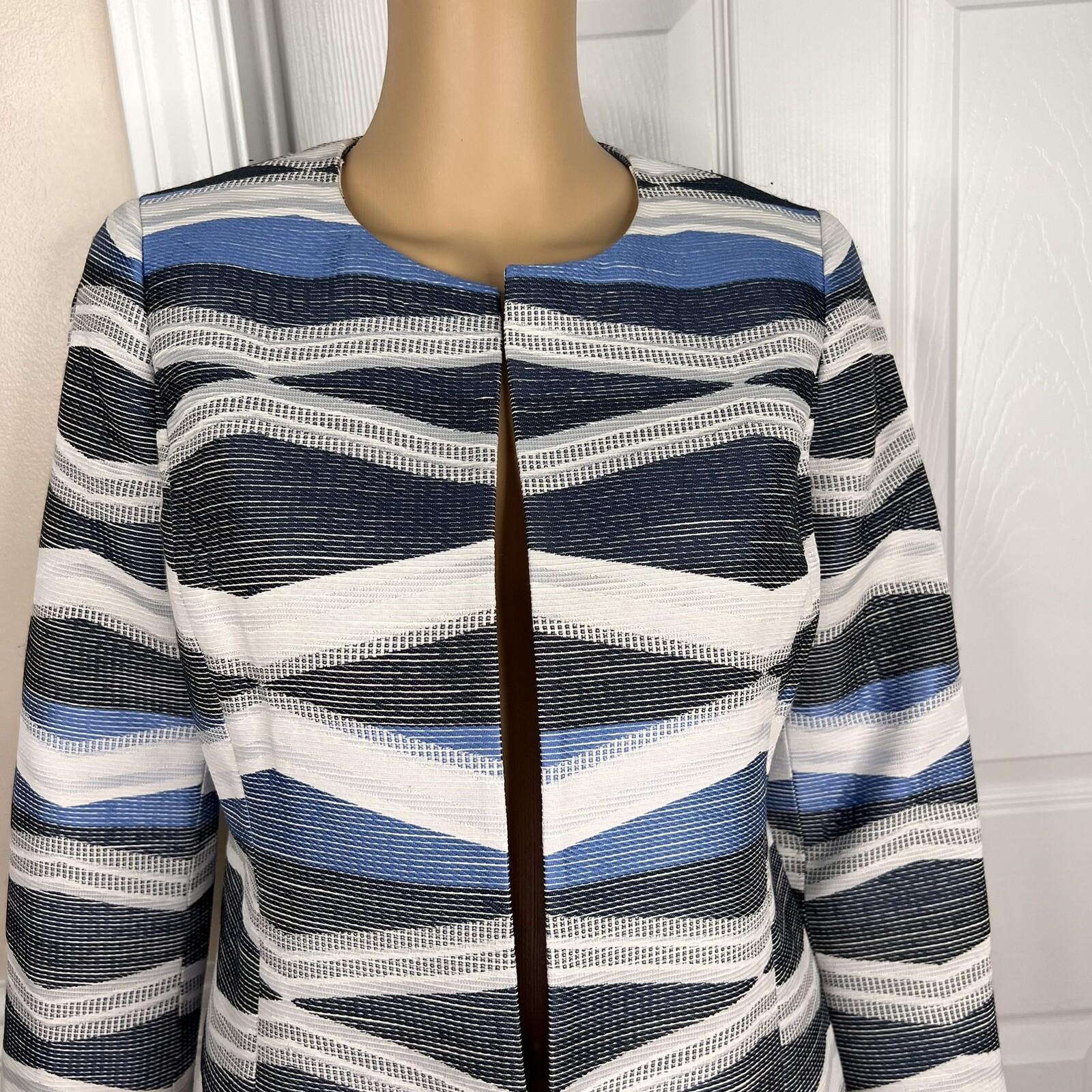 KASPER Women Multicolor Polyester Viscose Cotton Lined Open Front Blazer Size 4P