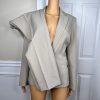 Le Suit Polyester Elastane Pant Suit Size 8 Beige Notch Collar Lined 2PC New