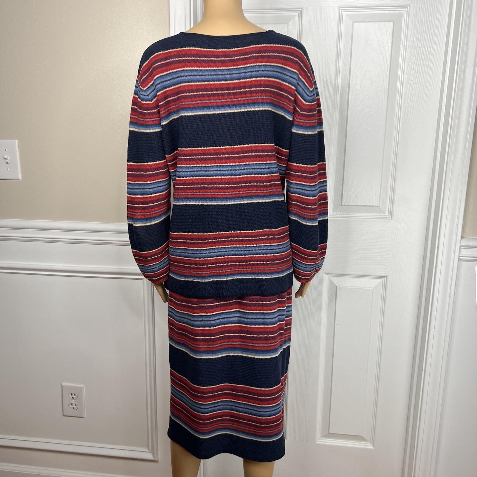 Lauren Ralph L Knit Skirt Sweater Top XL Indian Blanket Stripe Southwestern Set