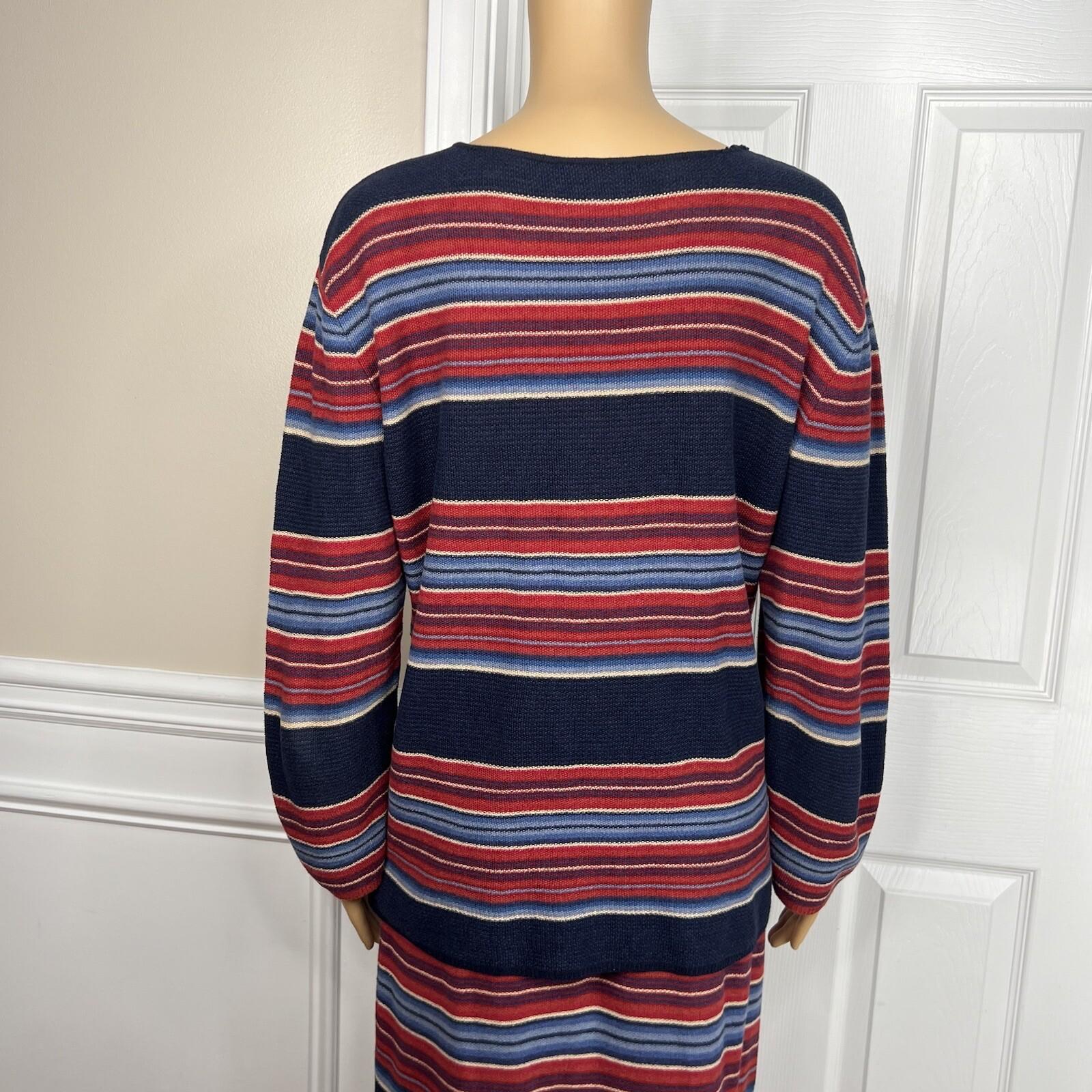 Lauren Ralph L Knit Skirt Sweater Top XL Indian Blanket Stripe Southwestern Set