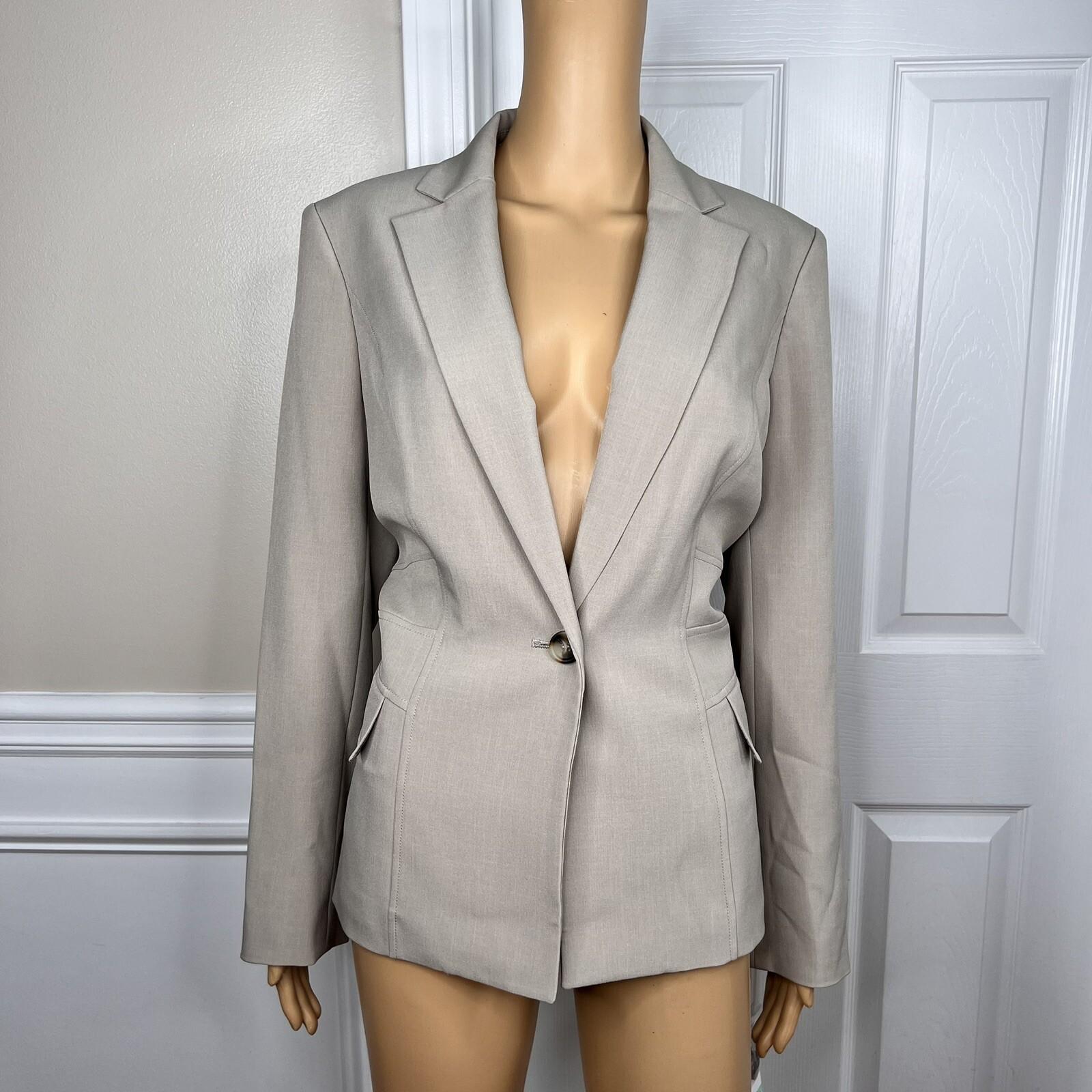 Le Suit Polyester Elastane Pant Suit Size 8 Beige Notch Collar Lined 2PC New