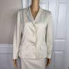 Evan Picone Polyester Spandex Skirt Suit Size 10P Beige Striped Lined 2PC