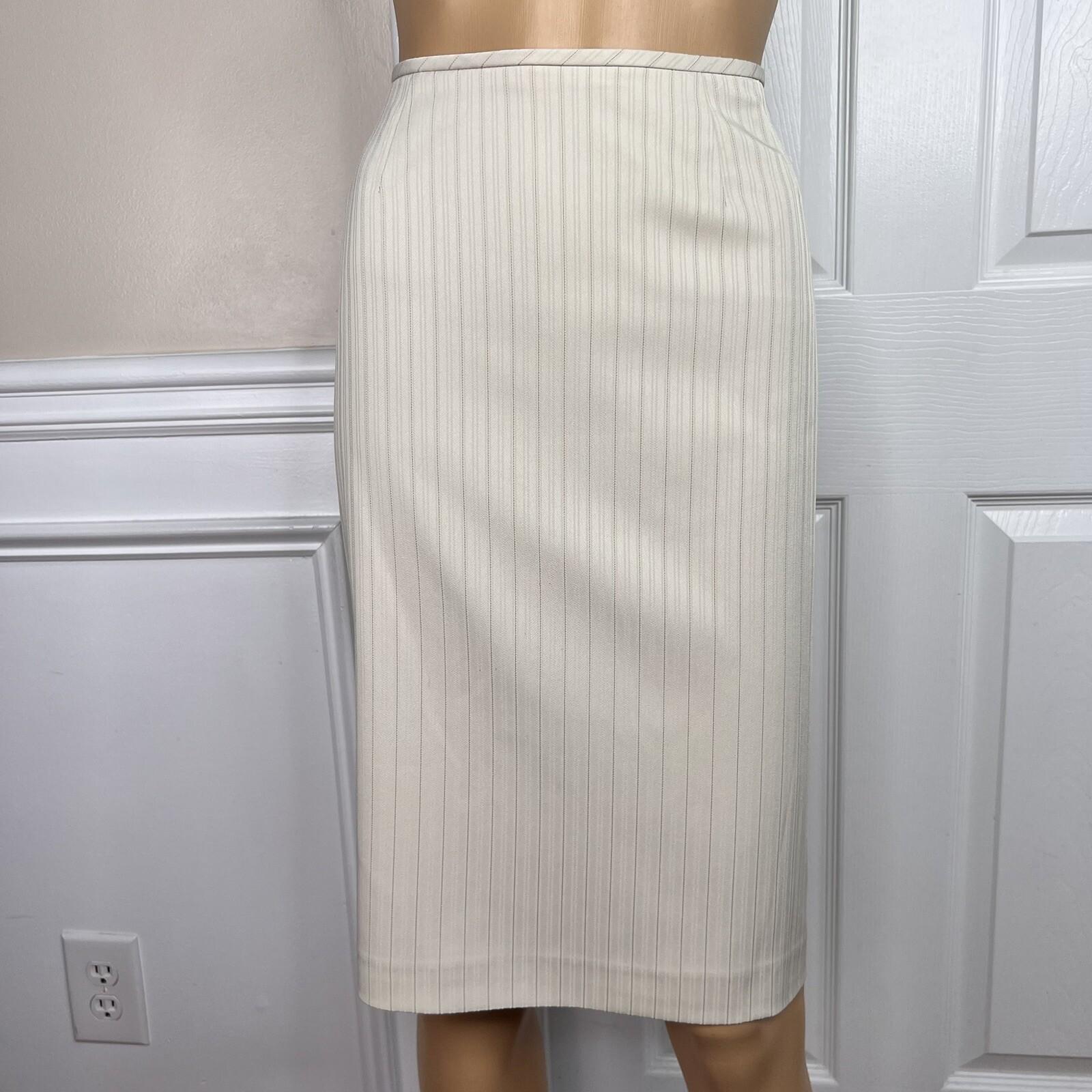 Evan Picone Polyester Spandex Skirt Suit Size 10P Beige Striped Lined 2PC