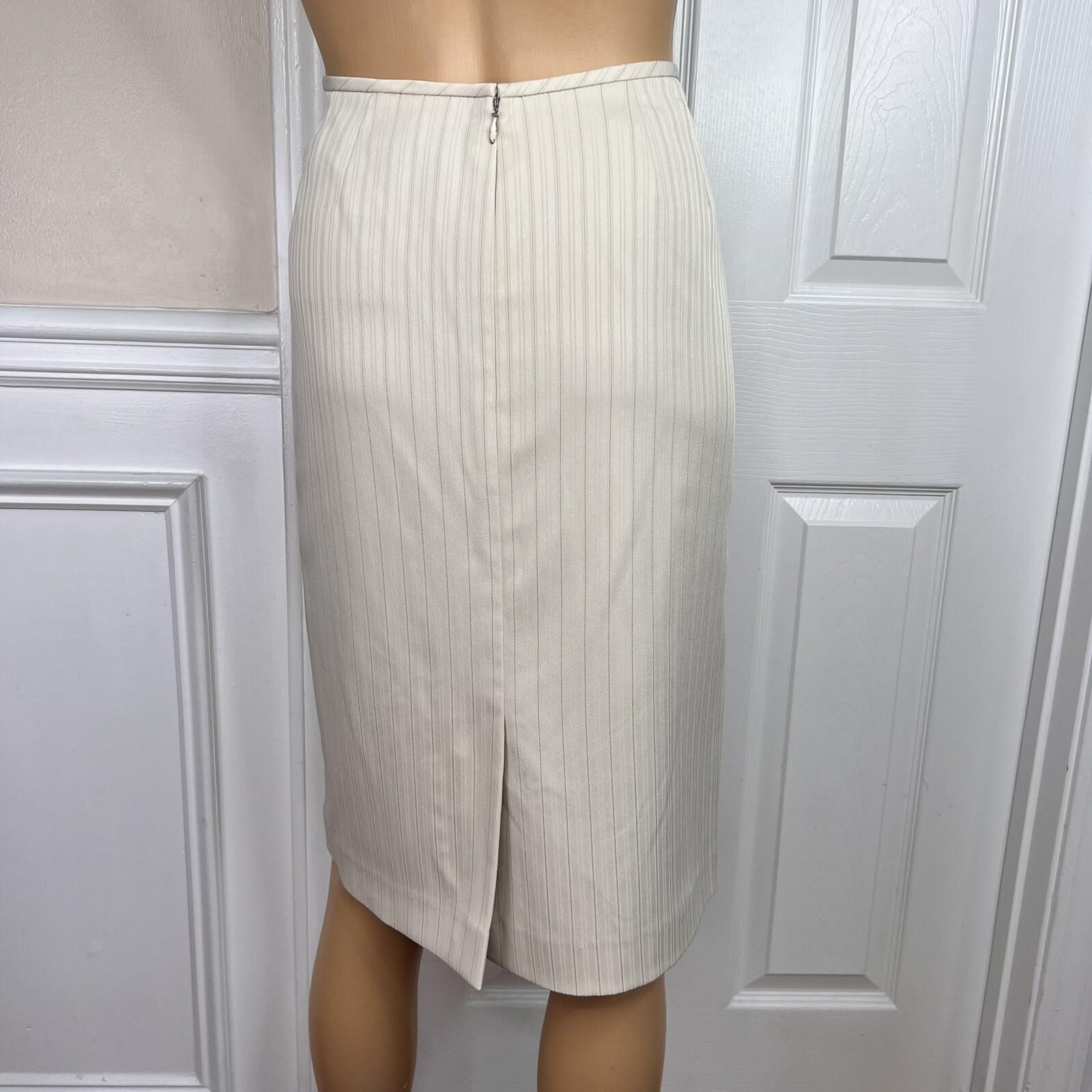 Evan Picone Polyester Spandex Skirt Suit Size 10P Beige Striped Lined 2PC