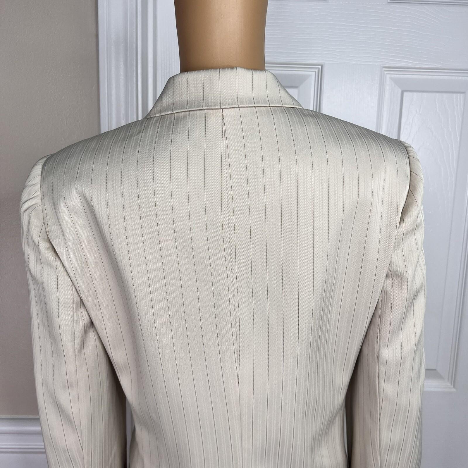 Evan Picone Polyester Spandex Skirt Suit Size 10P Beige Striped Lined 2PC