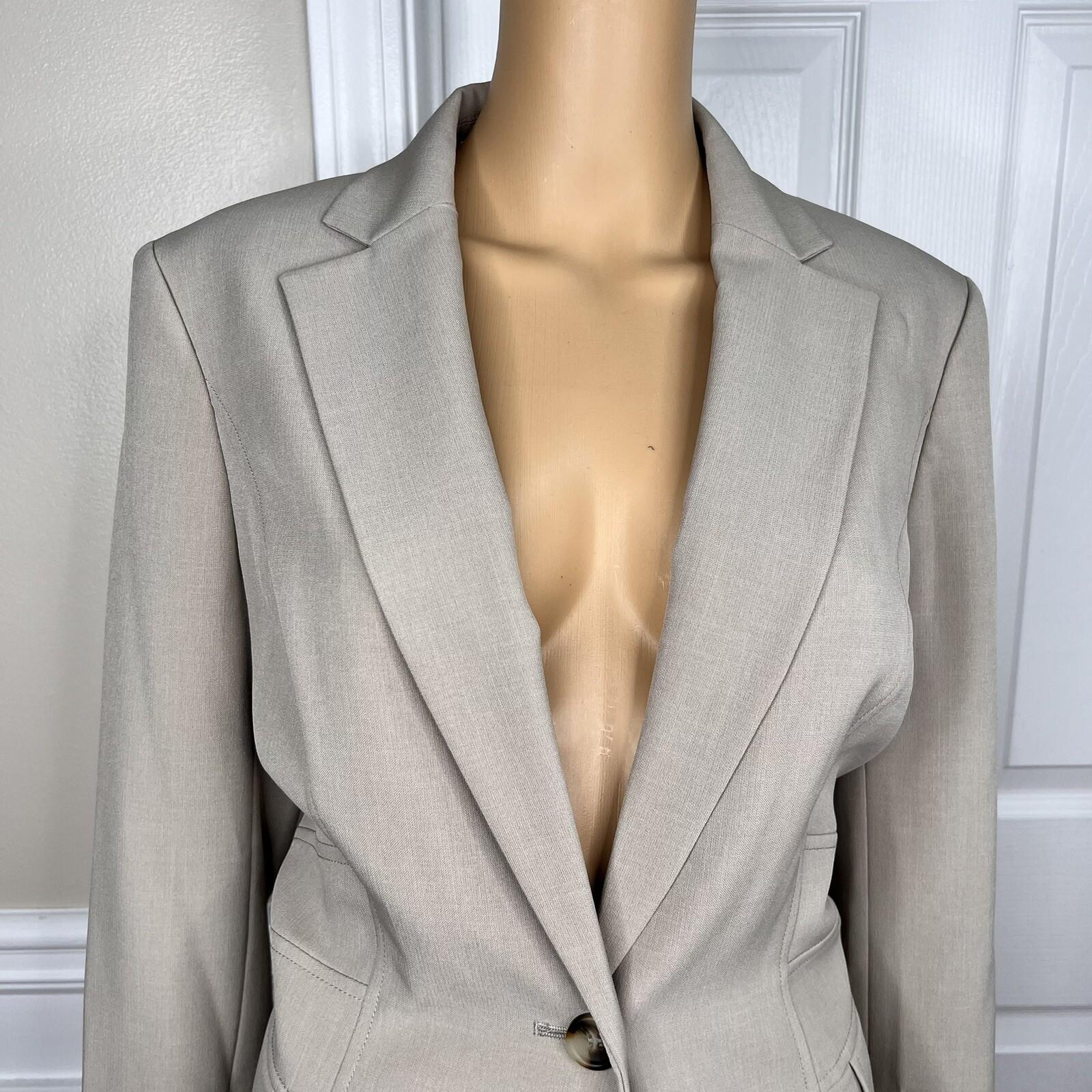 Le Suit Polyester Elastane Pant Suit Size 8 Beige Notch Collar Lined 2PC New