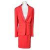 Emily Polyester Skirt Suit Size 18 Tangerine Lined Notch Collar Pockets 2PC