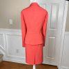 Emily Polyester Skirt Suit Size 18 Tangerine Lined Notch Collar Pockets 2PC