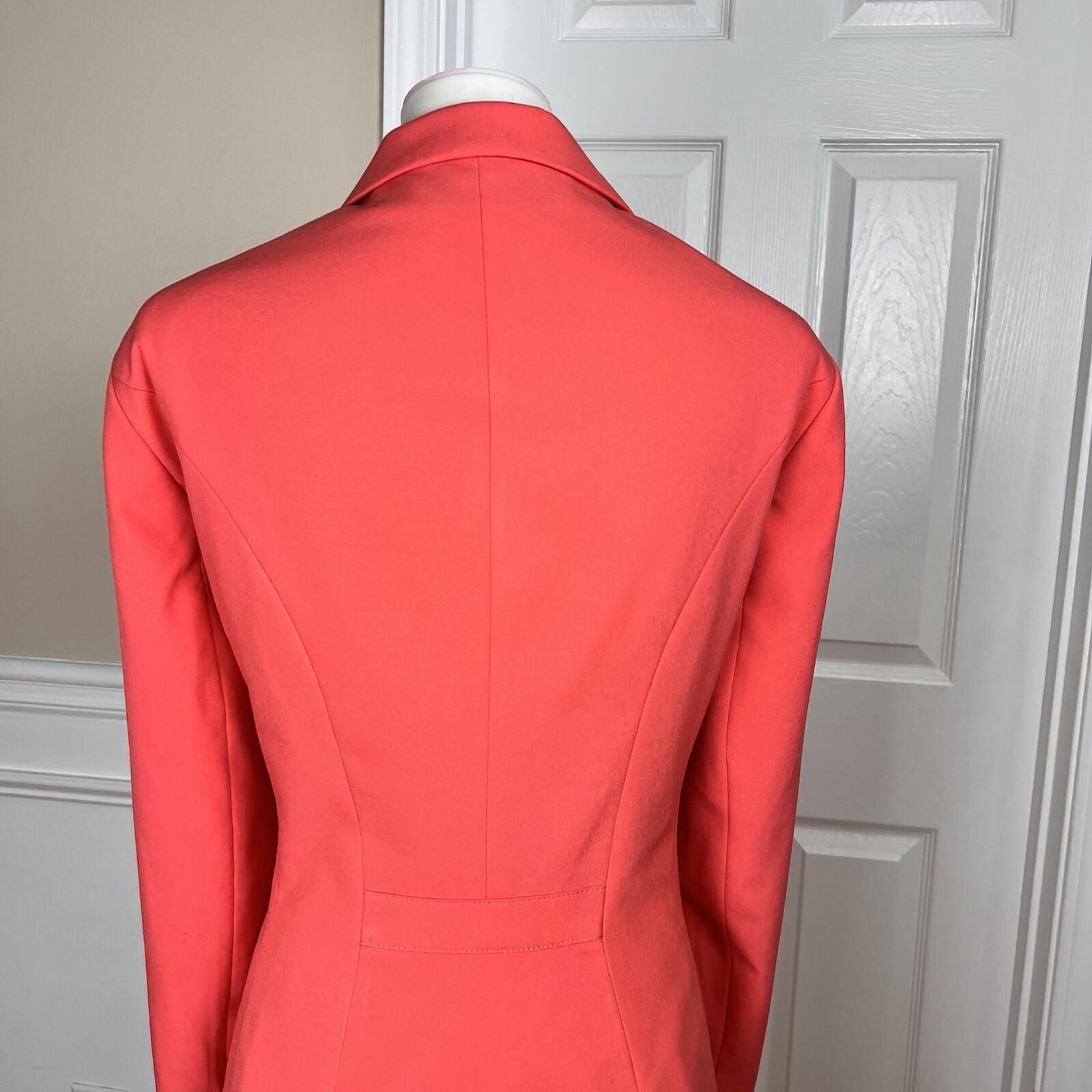 Emily Polyester Skirt Suit Size 18 Tangerine Lined Notch Collar Pockets 2PC