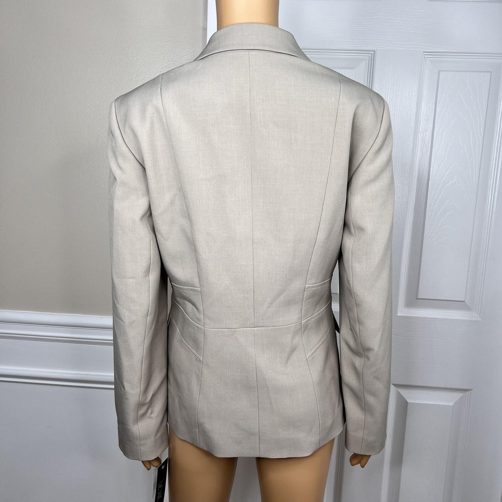 Le Suit Polyester Elastane Pant Suit Size 8 Beige Notch Collar Lined 2PC New