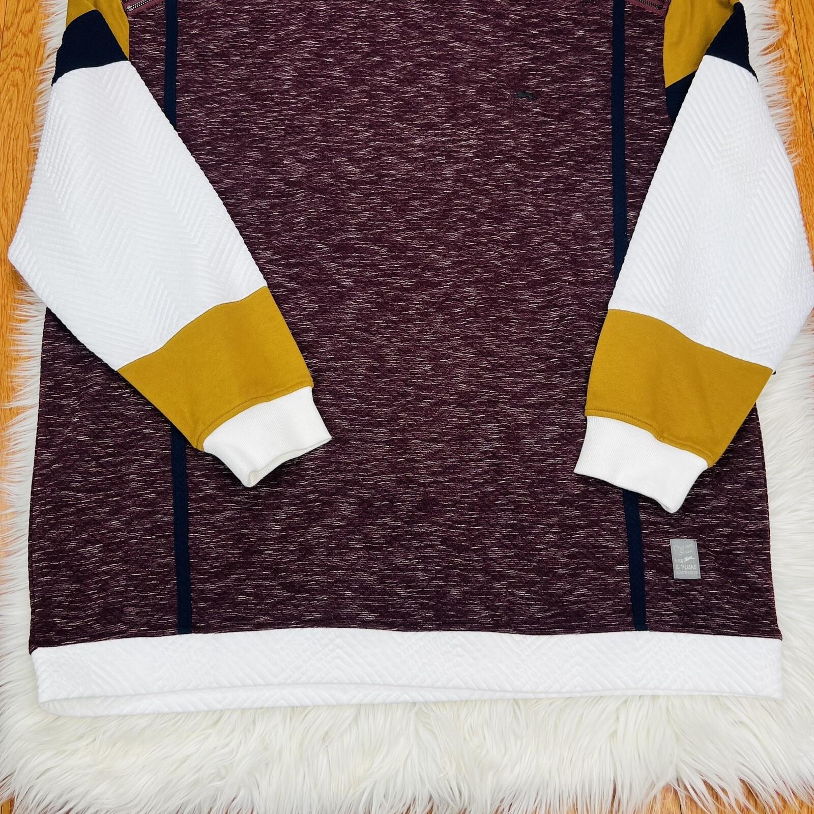 New A Tiziano Premium Menswear Burgundy Quilted Hooded Sweater Size 5XL