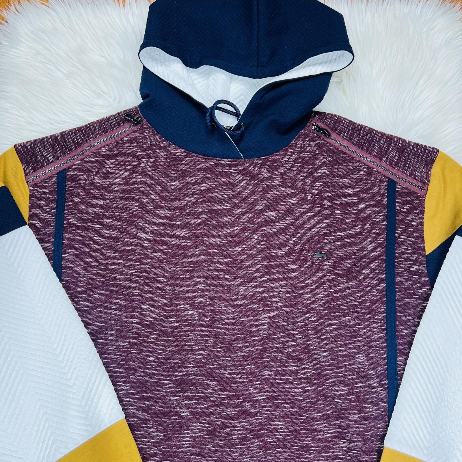 New A Tiziano Premium Menswear Burgundy Quilted Hooded Sweater Size 5XL