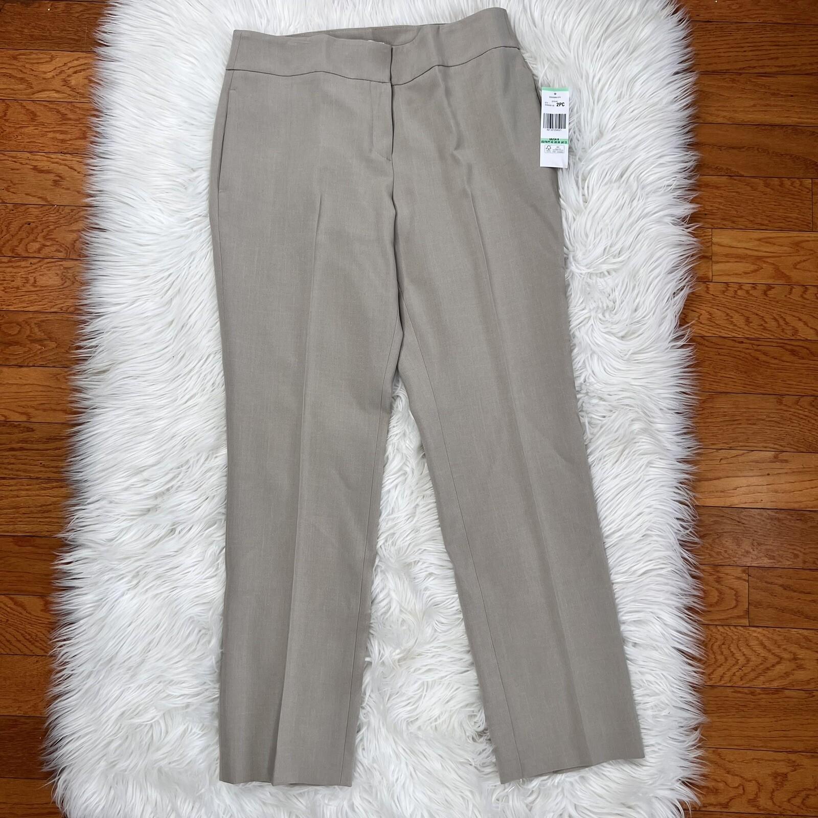 Le Suit Polyester Elastane Pant Suit Size 8 Beige Notch Collar Lined 2PC New