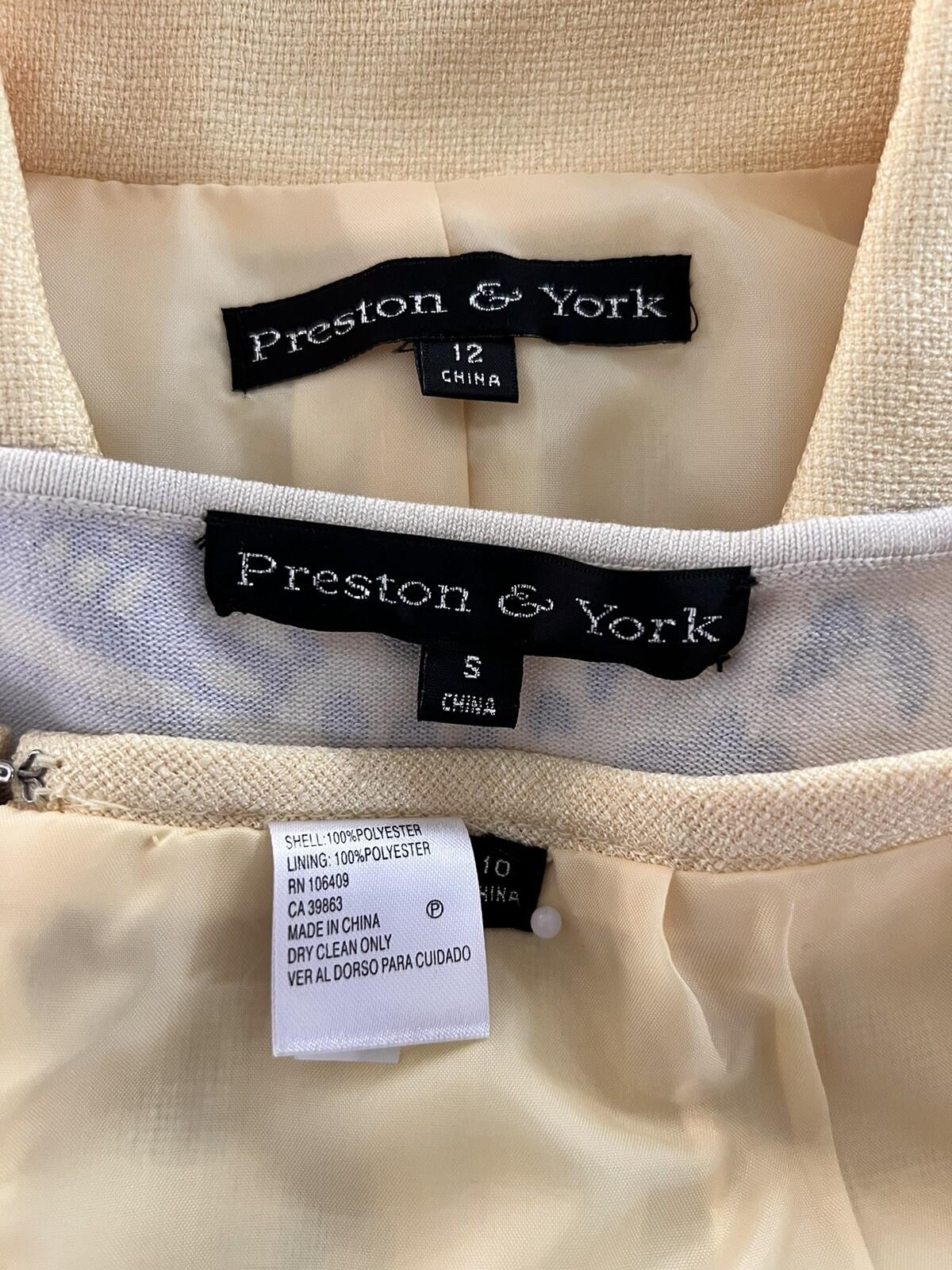 PRESTON & YORK 3PC Polyester Skirt 10 Suit 12 Top S 3PC Lined Cocktail Set New