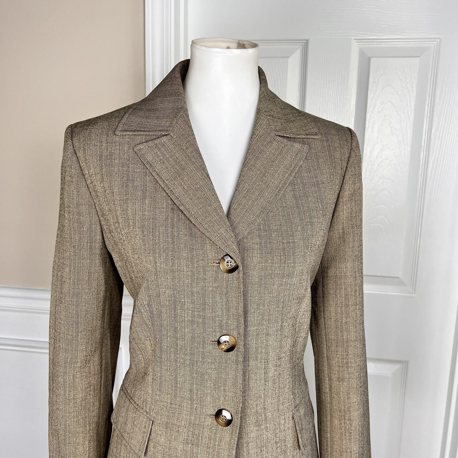 EVAN PICONE Women 2PC Peanut Polyester Stretch Lined Skirt Suit Size 8