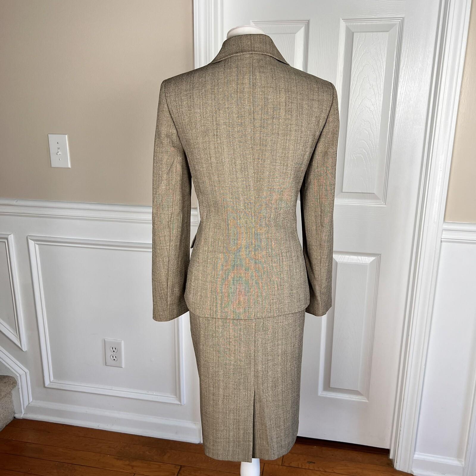 EVAN PICONE Women 2PC Peanut Polyester Stretch Lined Skirt Suit Size 8